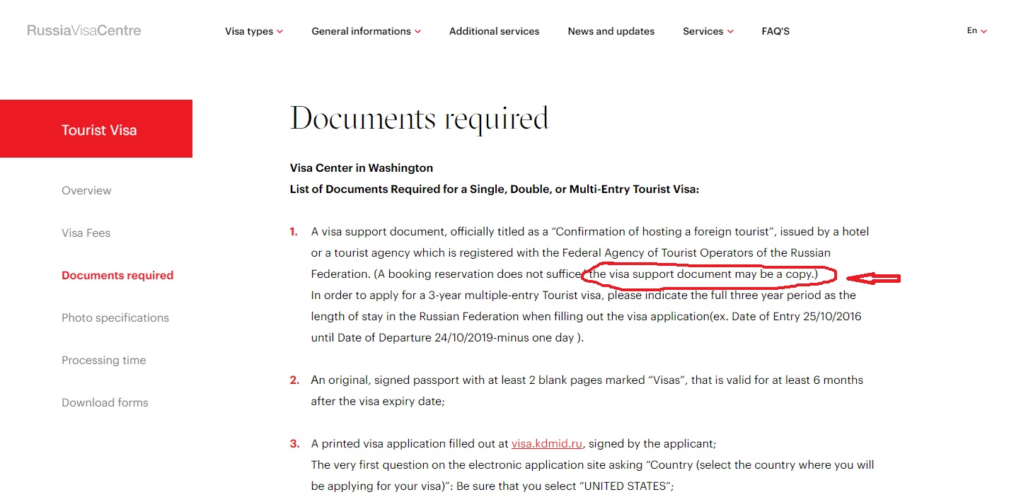 Orosz vízumközpont az USA-ban – a visa support dokumentum lehet másolat